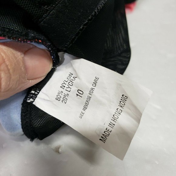 Beach Bay 1 piece Swimsuit S 10 Black Flower Print Good Coverage Colorful Halter - Picture 6 of 6